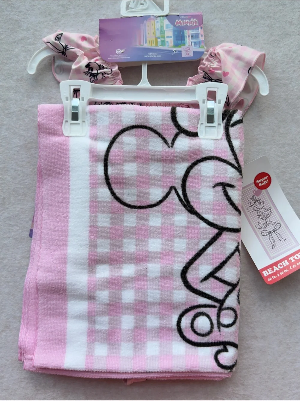 Disney Minnie Mouse Girls One Piece Swimsuit & Beach Towel Set Size 4T NWT NEW